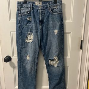 Free People Distressed Button Fly boyfriend jeans size 29